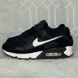 Nike Air Max 90 Recraft Black & White Leather Mesh Sneakers Size 7